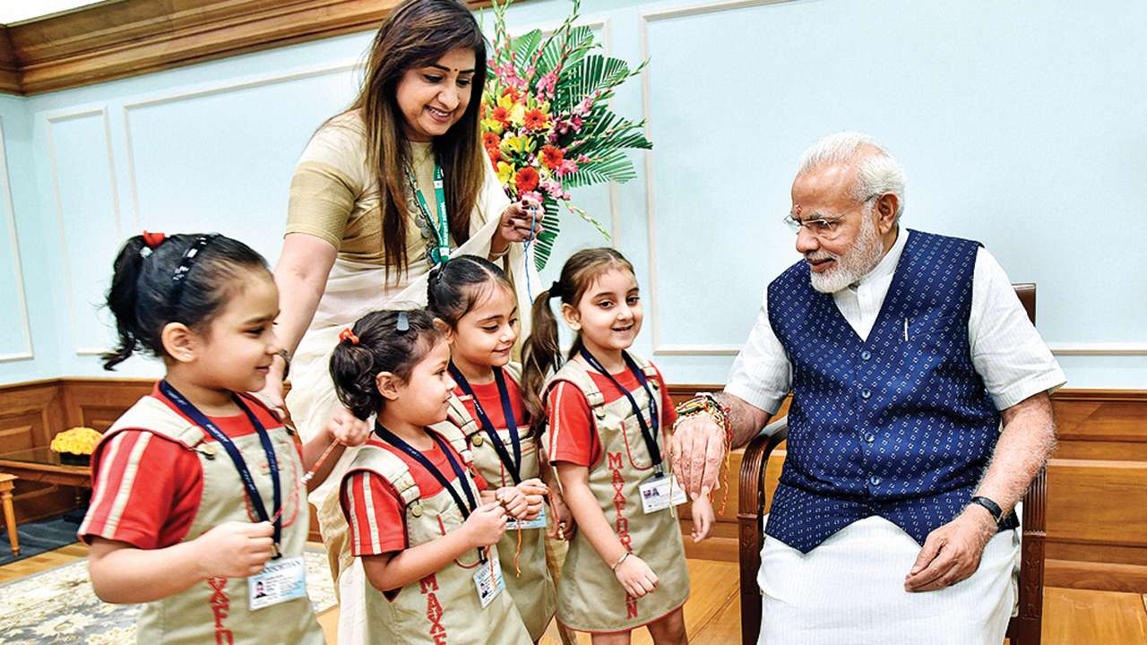 Modi during Rakshabandhan celebrations
