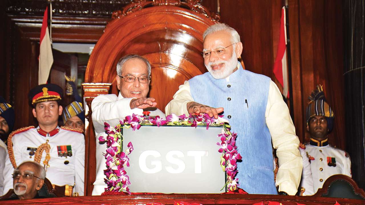 Pranab Mukherjee and Narendra Modi