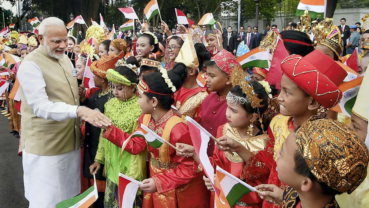 Prime Minister Narendra Modi interacts with children