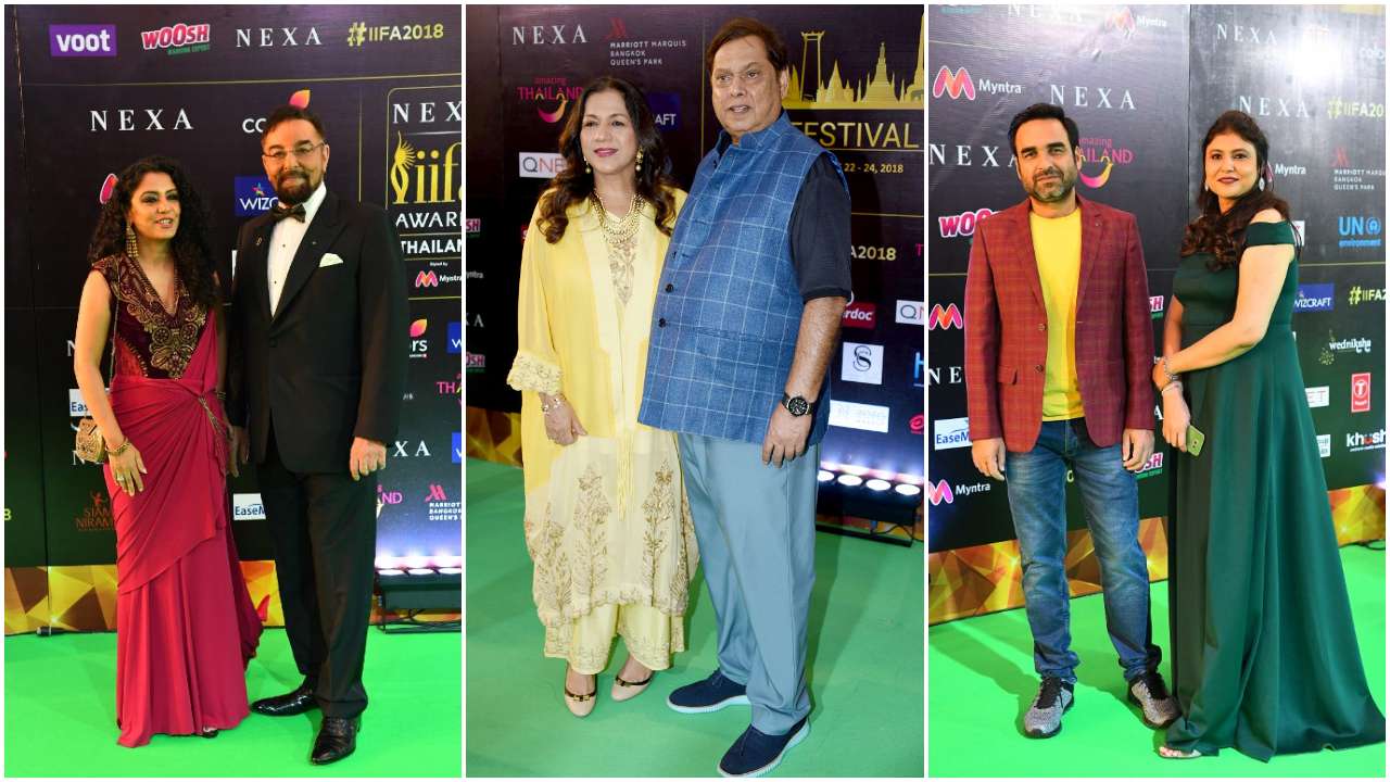 Kabir Bedi, David Dhawan and Pankaj Tripathi arrive at IIFA 2018 with their lovely wives