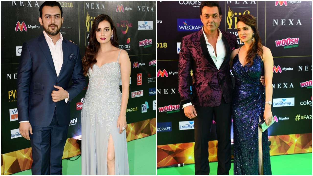 Dia Mirza and Bobby Deol arrive at IIFA 2018 with their respective spouses