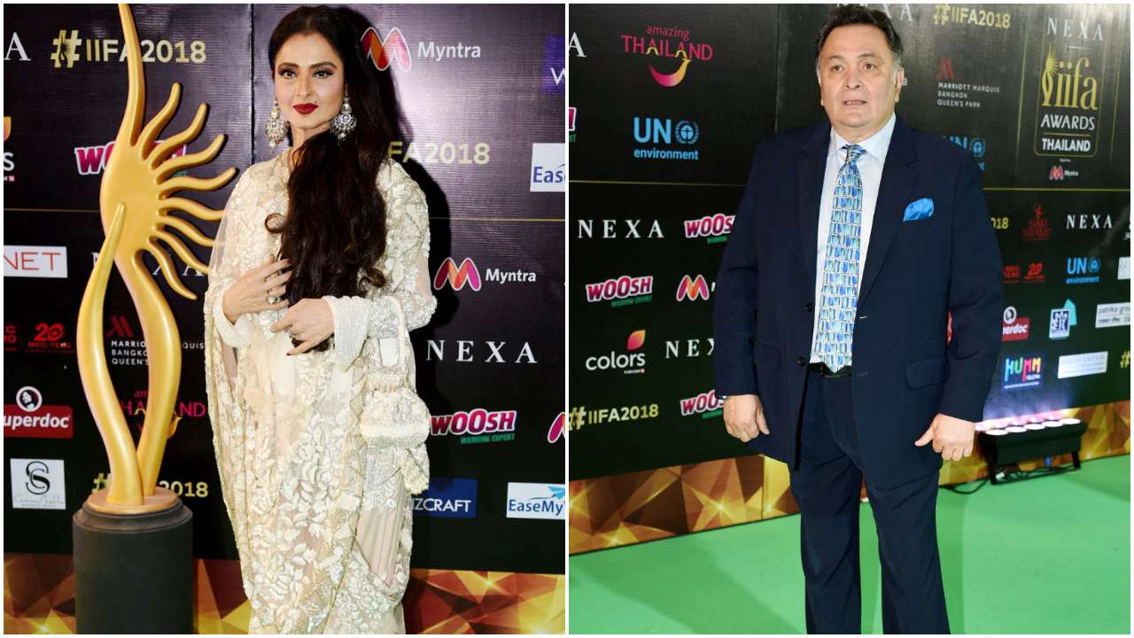 Rishi Kapoor and Rekha arrive at the awards function