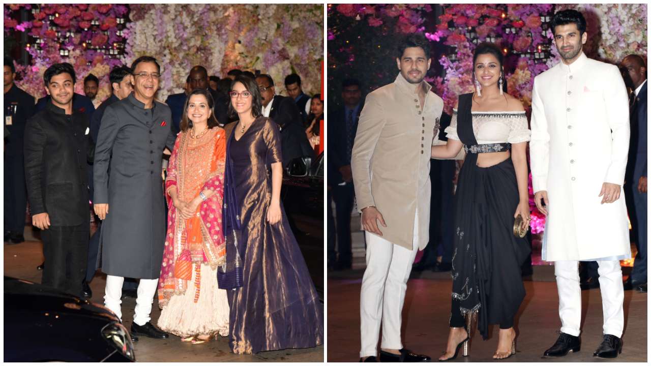 Vidhu Vinod Chopra & his family, Siddharth Malhotra, Parineeti and Aditya Roy Kapur at the Ambani's