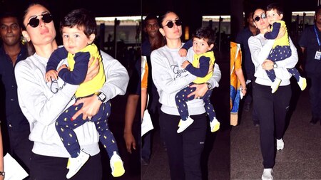 Taimur was comfortably tucked in her mother's arms (Pic Courtesy: Yogen Shah)