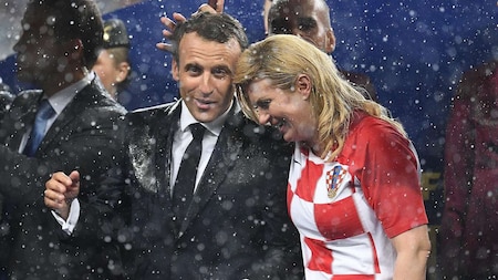 French and Croatian President talk at the end of Russia 2018 World Cup final football match