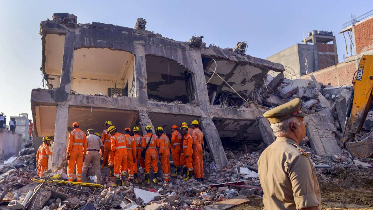 A six-storey under-construction building fell on an adjacent building