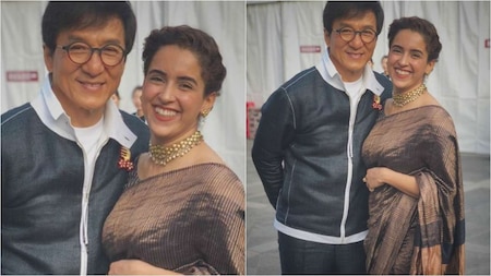 Sanya Malhotra is all smiles while she gets a picture with Jackie Chan