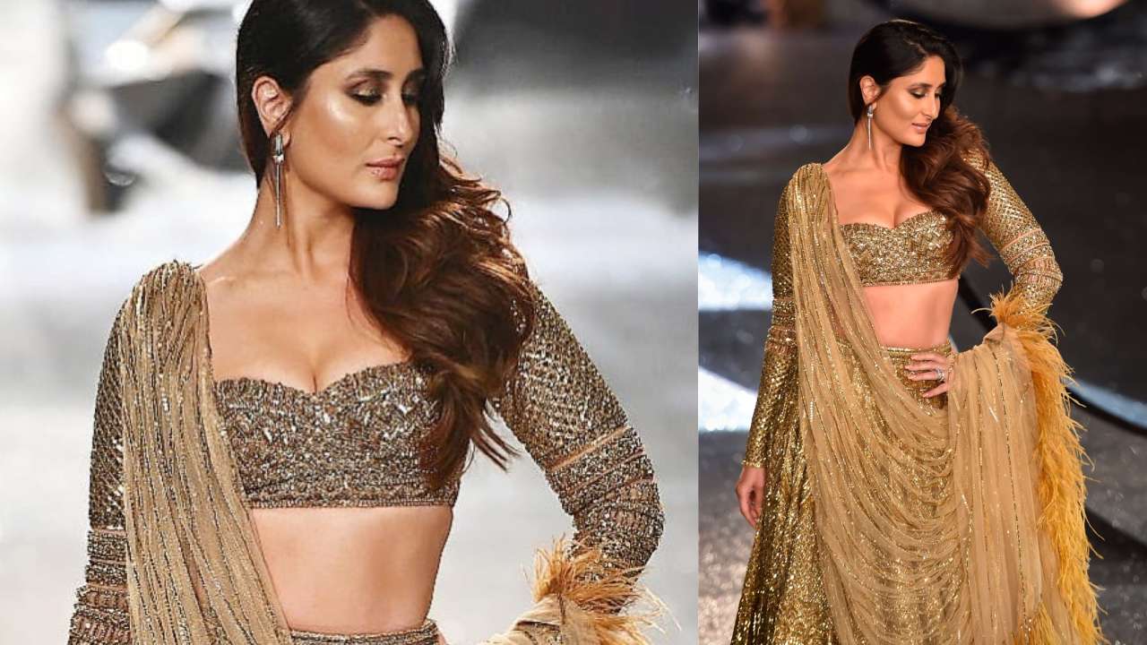 Pics:Kareena Kapoor Khan illustrates what sexy sophistication looks like as  she sashays down the ramp in a 30 kg lehenga