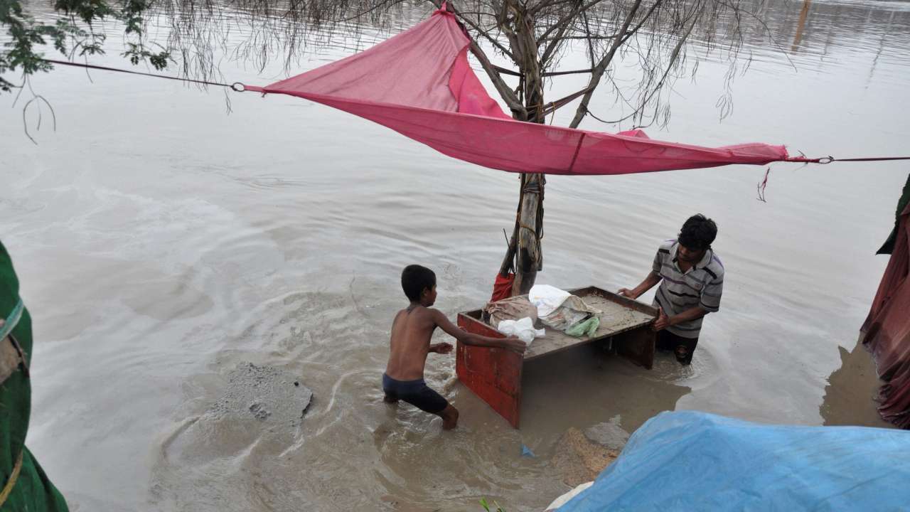 People evacuate and move to drier areas