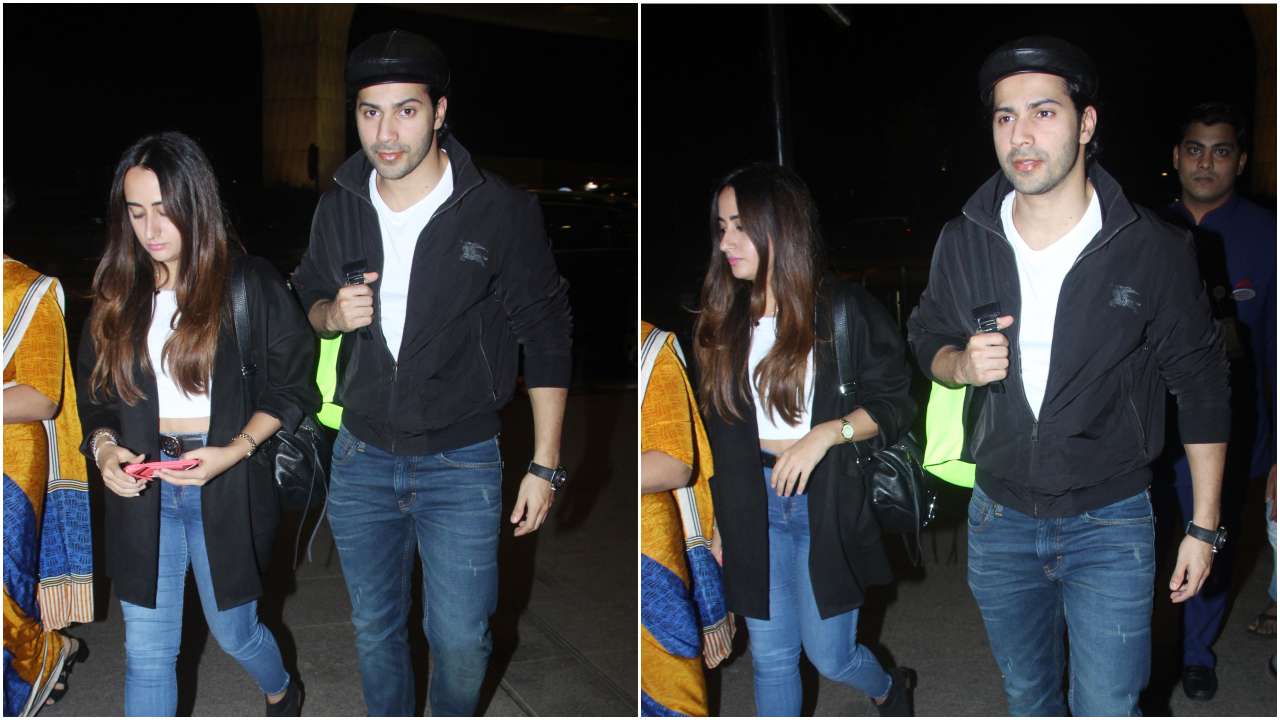 Varun and Natasha spotted at the Mumbai airport