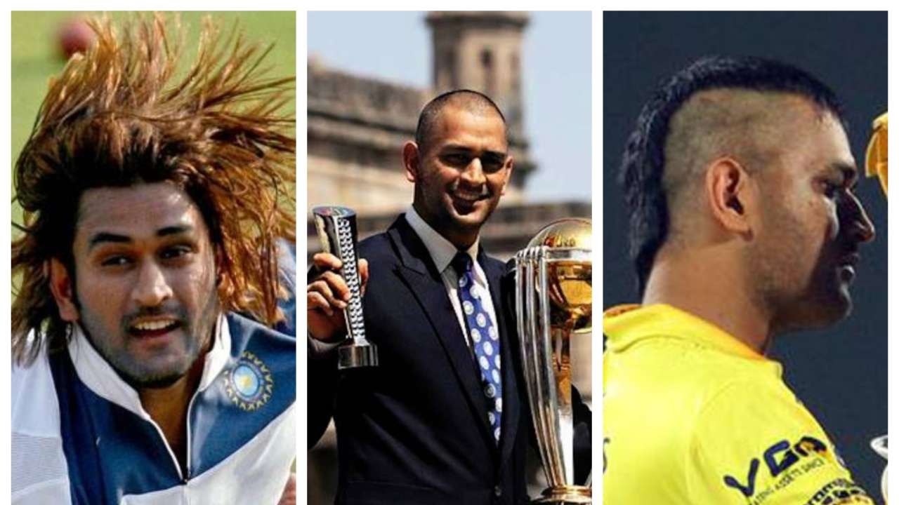 In Pics As Ms Dhoni Debuts The V Hawk Here S A Look At His Iconic Hairstyles He revealed his new hairstyle when he took off his helmet while wicketkeeping against the titans at the jsca international stadium complex here on sunday. in pics as ms dhoni debuts the v hawk