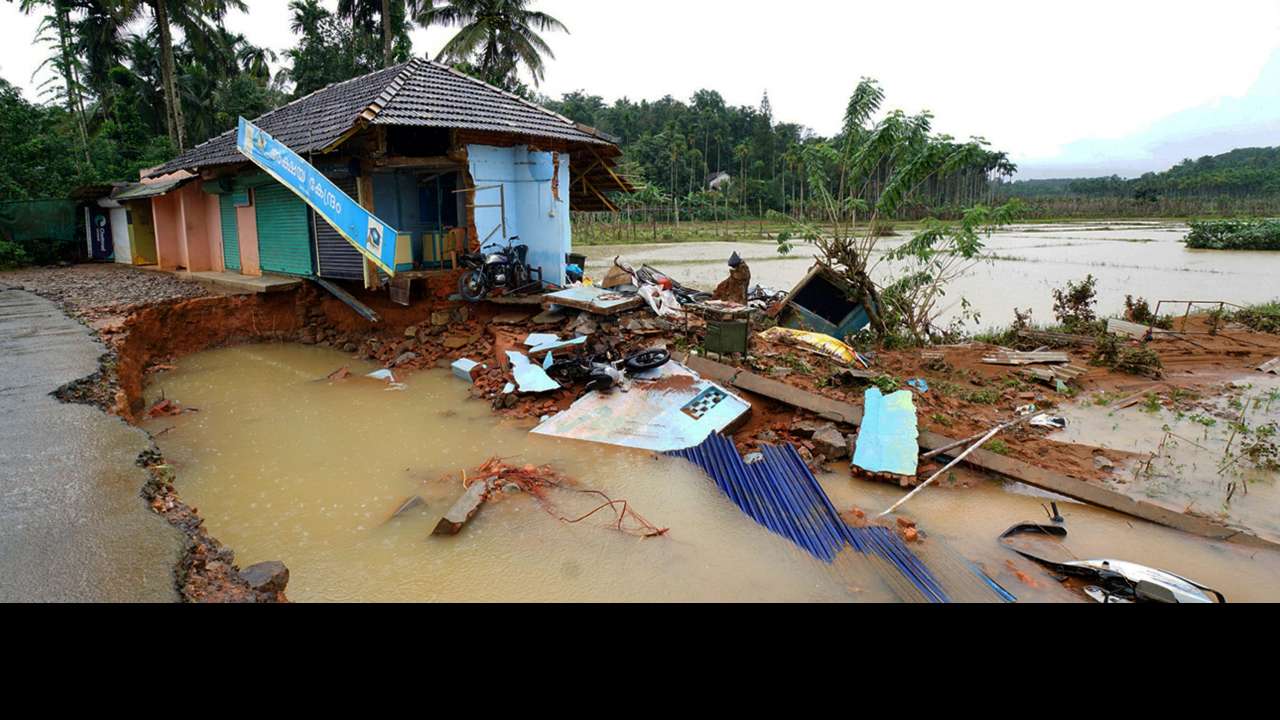 Damaged property after flood in Wayanad