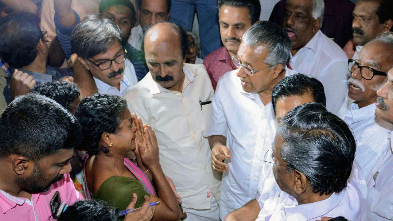 Kerala CM Pinarayi Vijayan meets people in relief camp