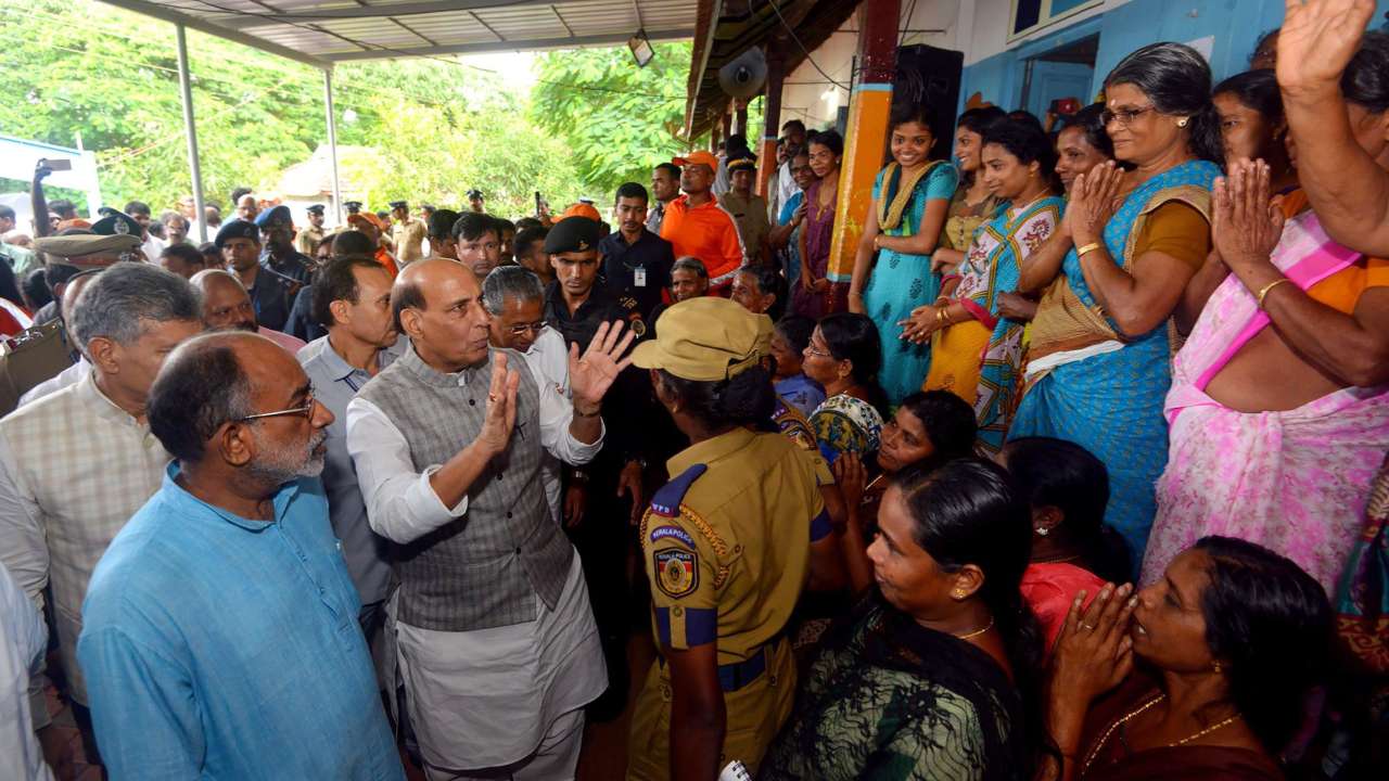 Image result for Rajnath singh visited Rains in Kerala