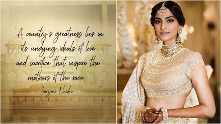 Sonam Kapoor shared a message, quoting Sarojini Naidu