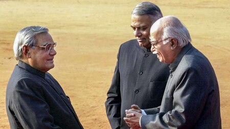 Atal Bihari Vajpayee with the then Dy PM LK Advani and Foreign Minister Yashwant Sinha