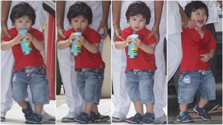 Taimur Ali Khan spotted outside his naani's house