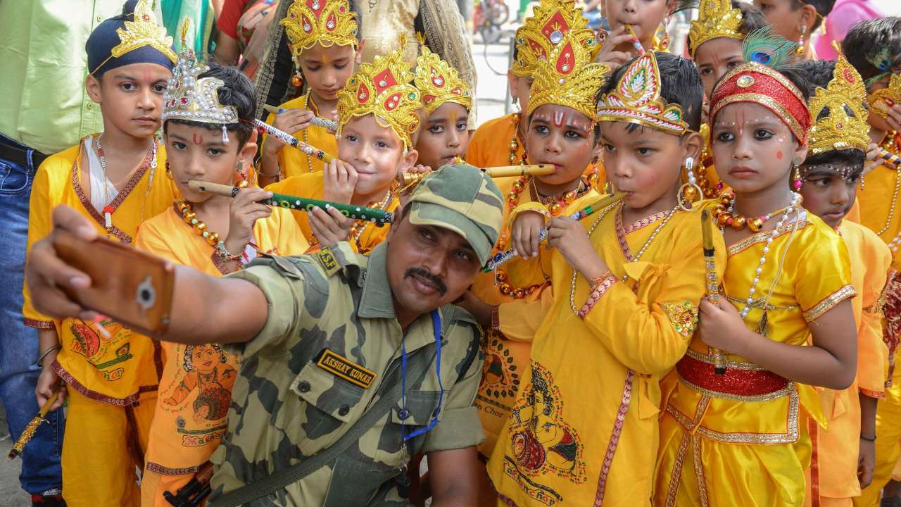 Bal Krishna with BSF jawan