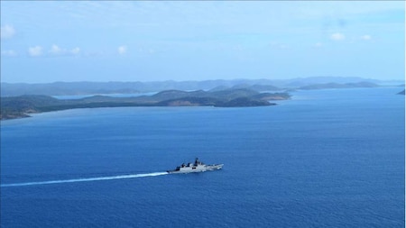 INS Sahyadri entered the Port of Darwin, Australia on August 29