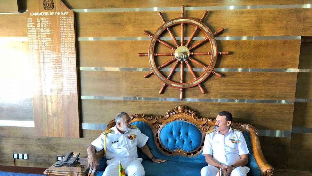 Rear Admiral Dinesh Kumar Tripathi, Flag  Officer Commanding Eastern Fleet of Indian Navy, calls on Vice Admiral SS Ranasinghe,