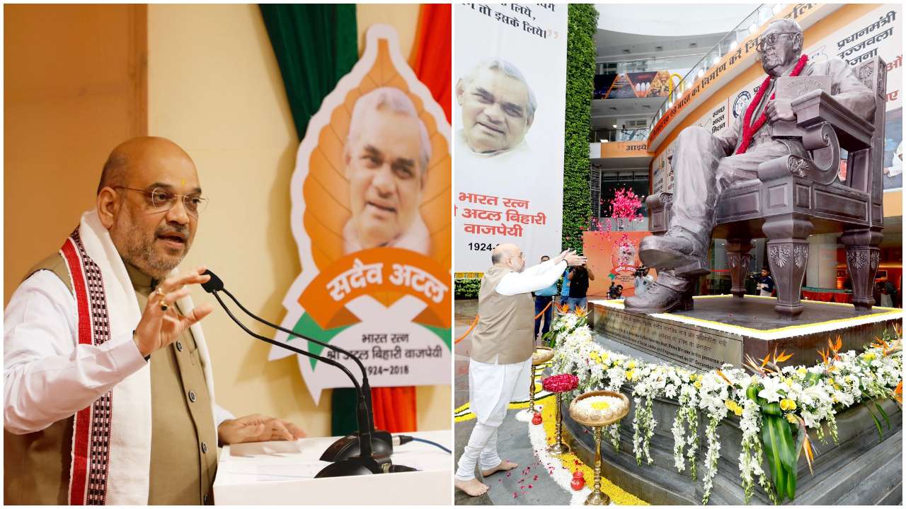BJP president Amit Shah paid tribute to BR Ambedkar and Atal Bihari Vajpayee