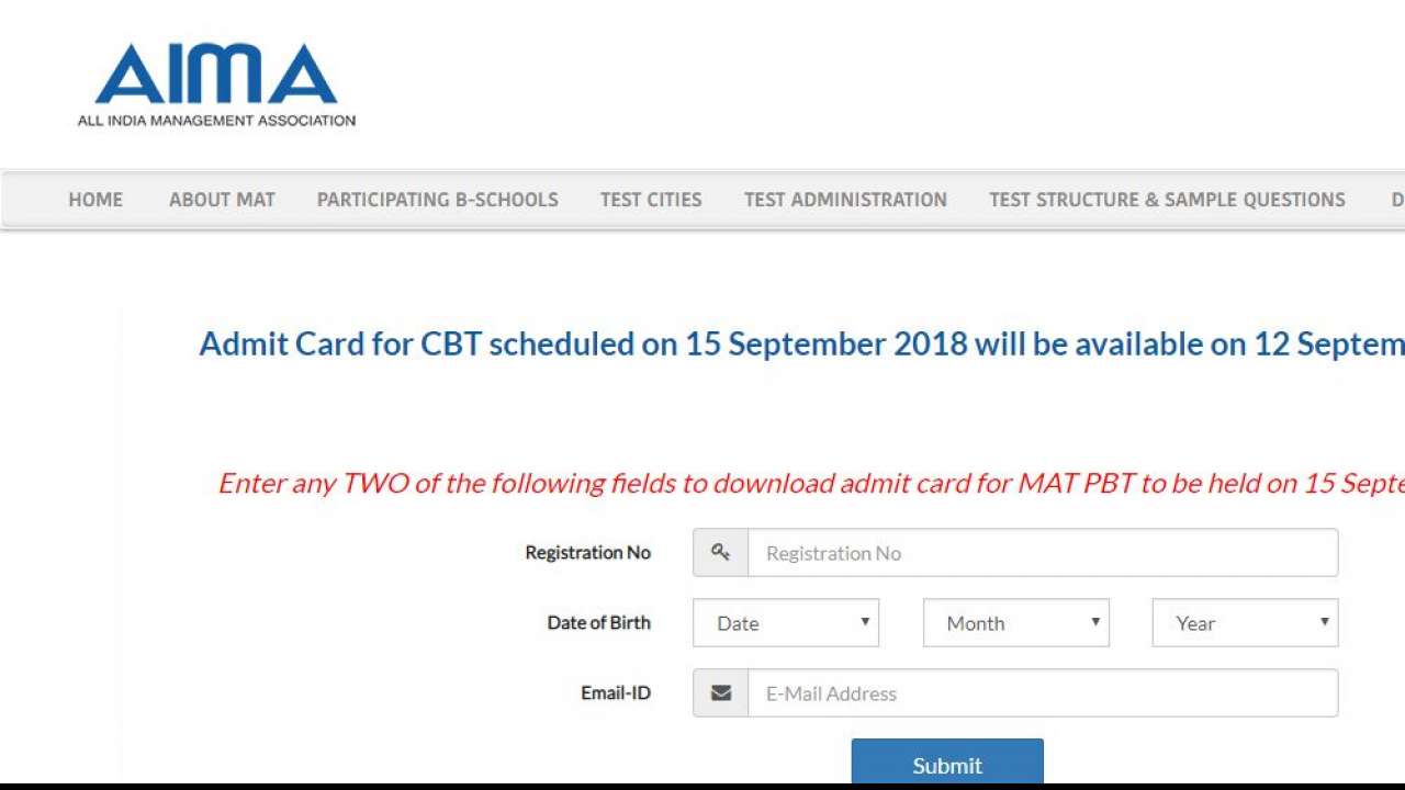 All India Management Association To Release Admit Cards For Mat At