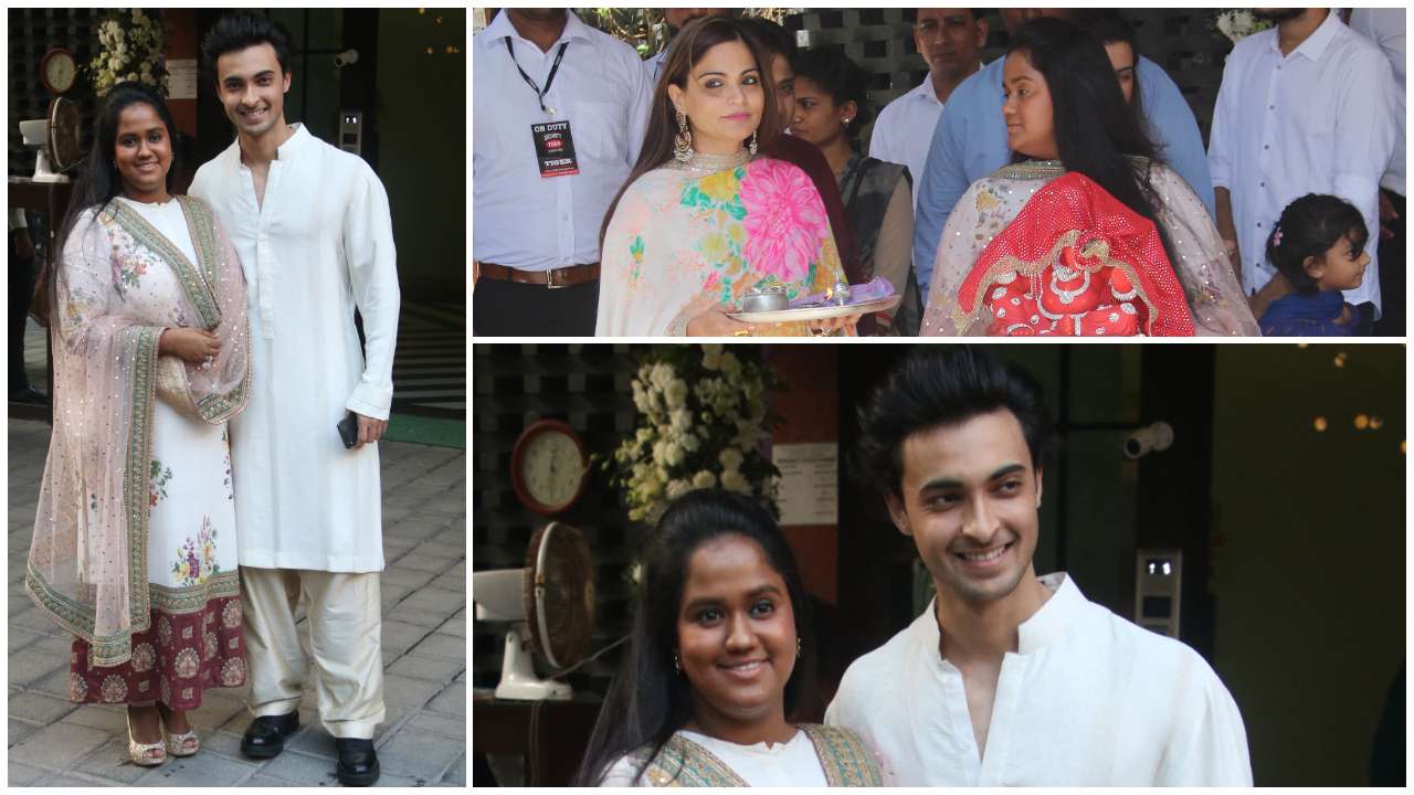Arpita Khan Sharma with husband Aayush Sharma and sister Alvira Agnihotri