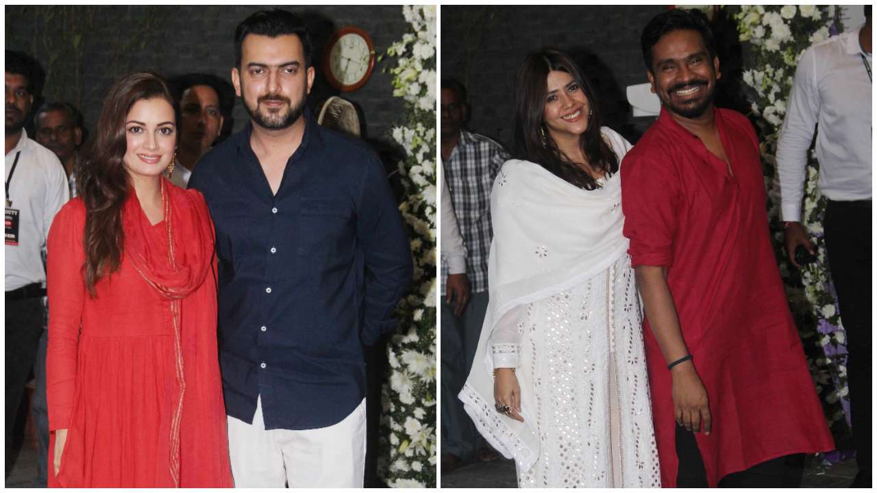 Dia Mirza with husband Sahil Sangha and Ekta Kapoor with Mushtaq Sheikh