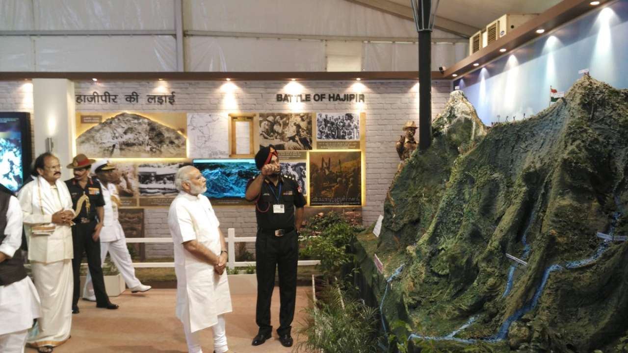 Prime Minister Narendra Modi marked his 65th birthday by visiting an exhibition commemorating 50 years of the 1965 Indo-Pak war