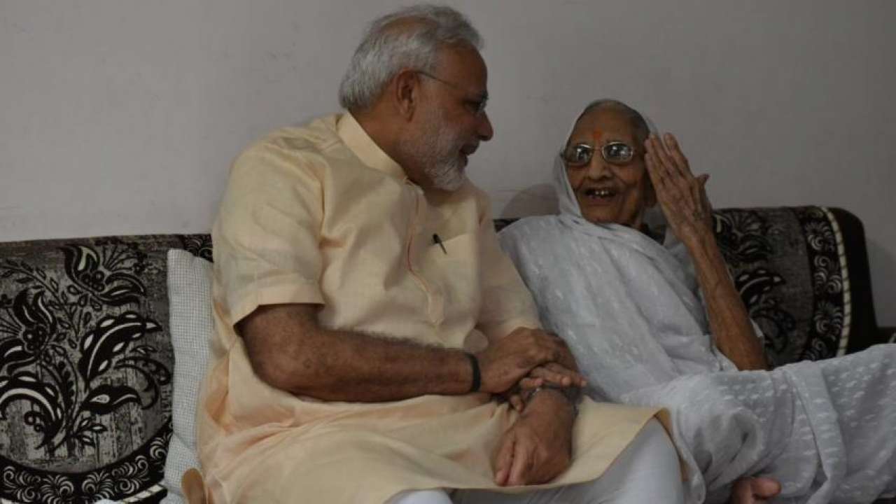Modi celebrated his 66th birthday in Gujarat and sought blessings from his mother.