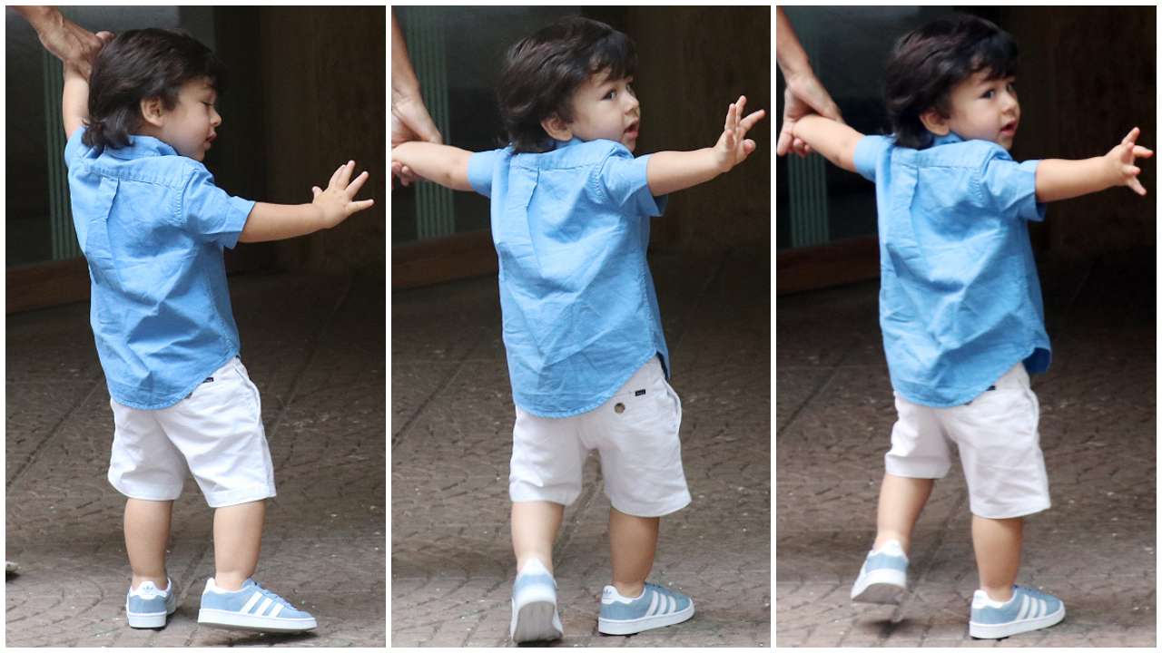 Taimur waves at the paparazzi