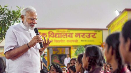 PM Modi interacts with schoolchildren in Varanasi