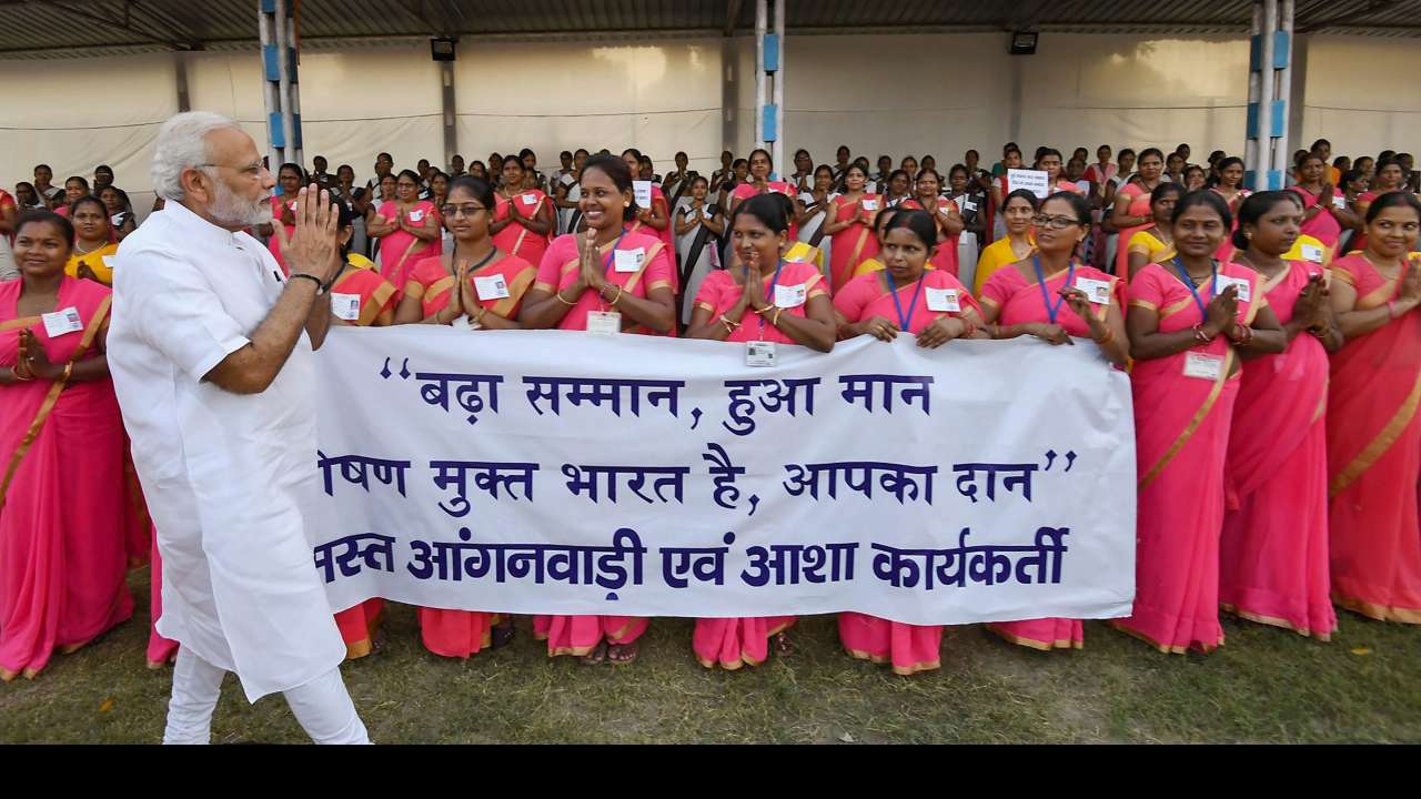 Anganwadi workers welcome PM Modi