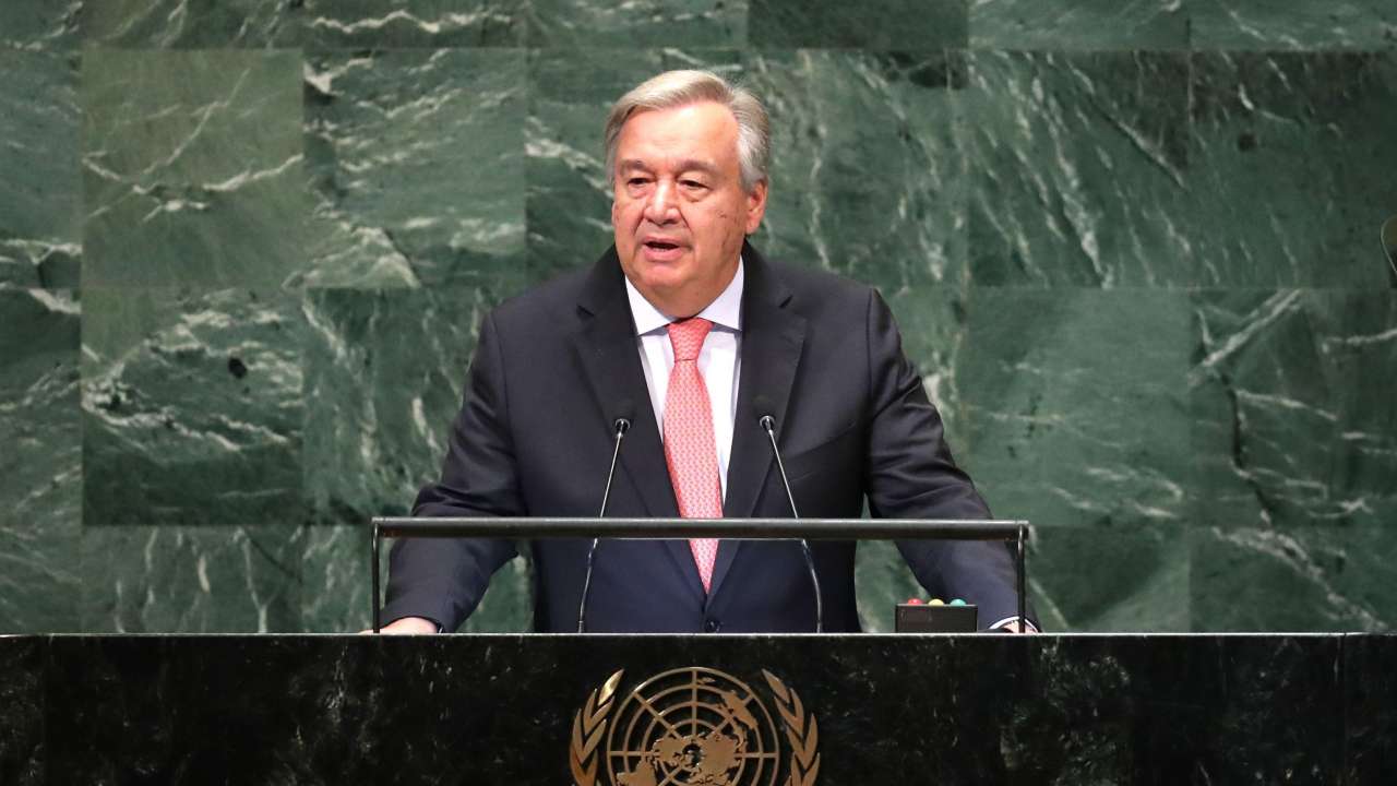 UN Secretary-General Antonio Guterres delivers the opening address at the UNGA, September 25, 2018. (Reuters) UN Secretary-General Antonio Guterres delivers the opening address at the UNGA, September 25, 2018. (Reuters)