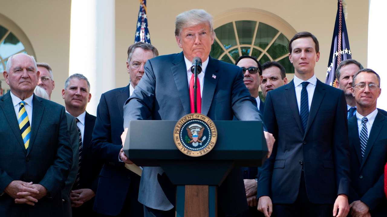 US President Donald Trump speaks from the Rose Garden of the White House in Washington, US President Donald Trump speaks from the Rose Garden of the White House in Washington,