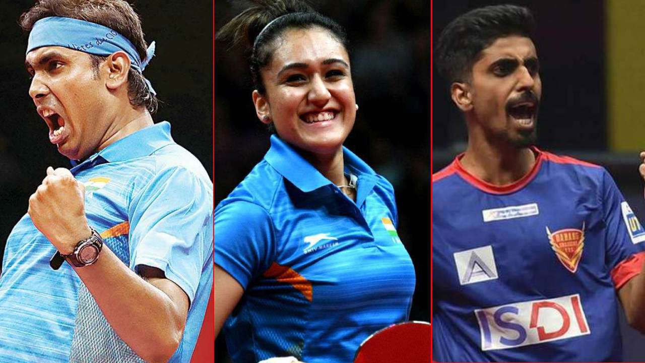 A Sharath Kamal, Manika Batra and G Sathiyan A Sharath Kamal, Manika Batra and G Sathiyan