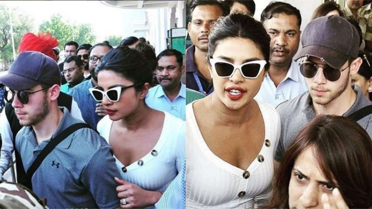 Priyanka Chopra and Nick Jonas spotted at the Jodhpur aiport