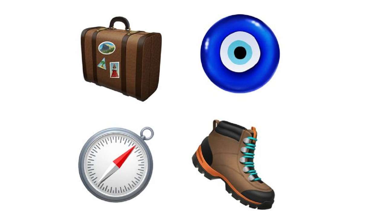 New characters for luggage, compass and a hiking boot to accompany the existing climbing emoji