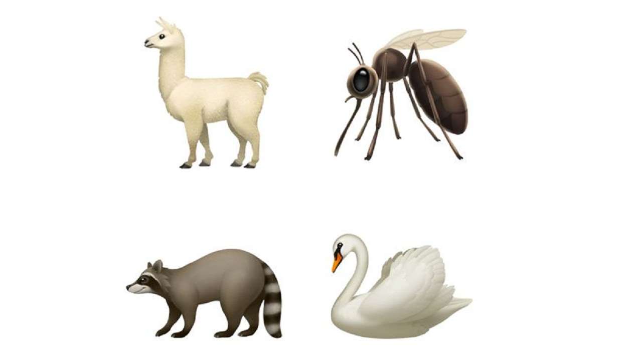 The llama, mosquito, swan and raccoon emoji also make an appearance
