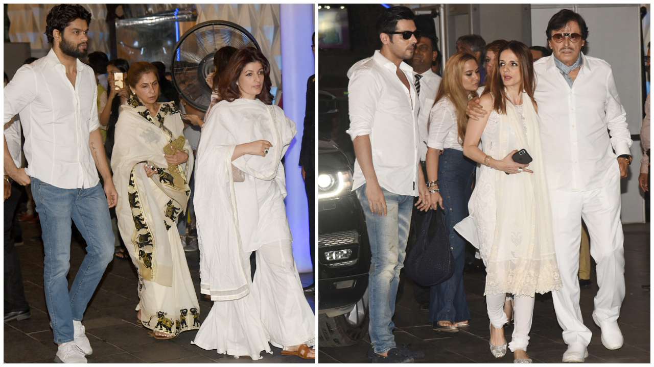 Dimple Kapadia and Sanjay Khan arrive with their kids