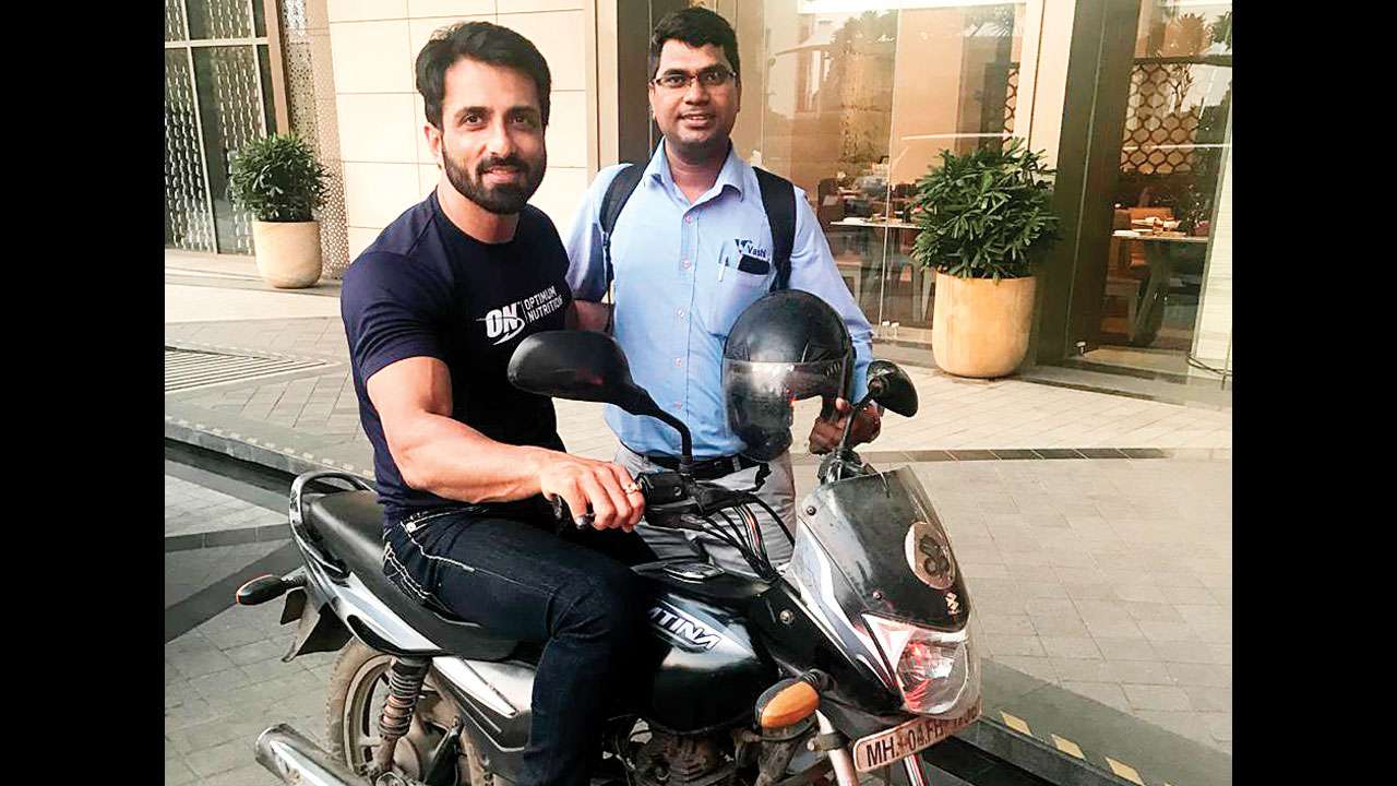 Sonu Sood hitches a bike ride