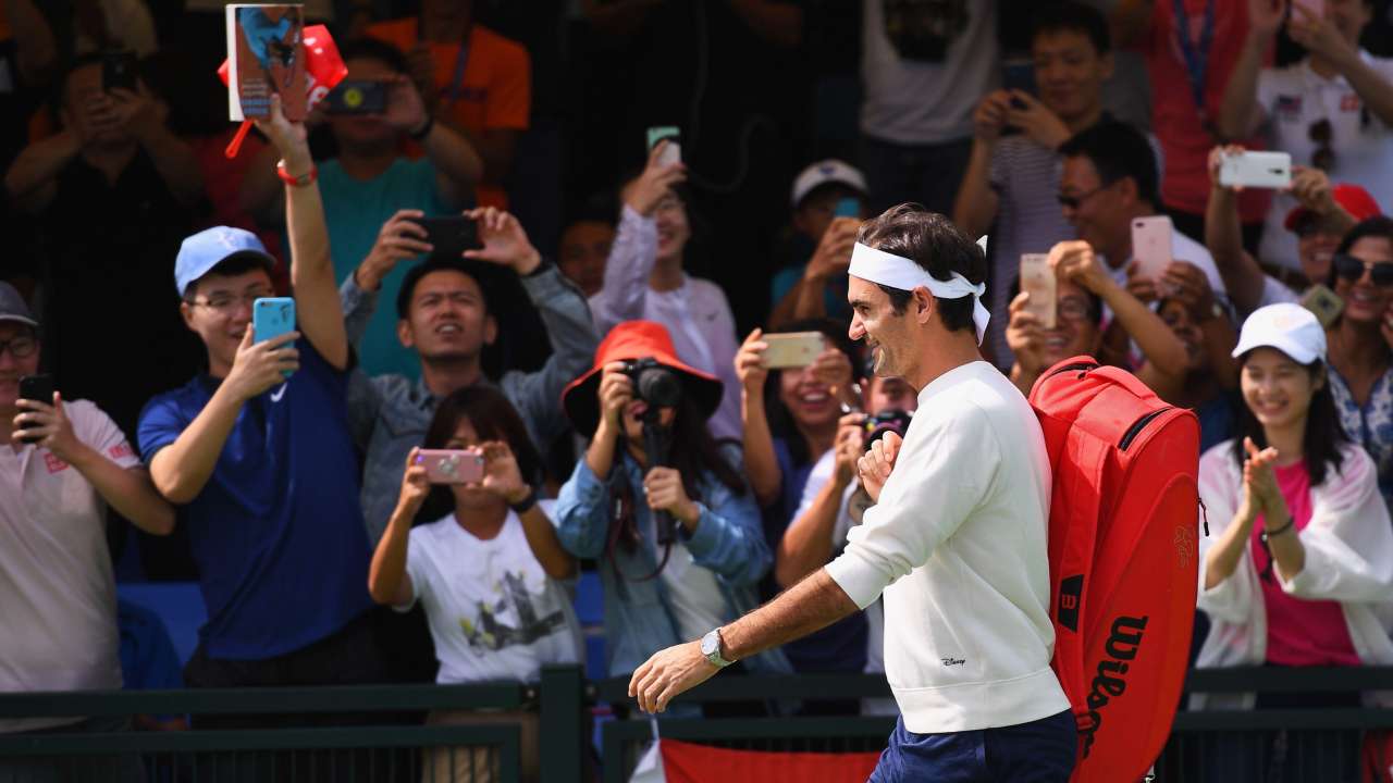 Roger Federer after practice session in Shanghai