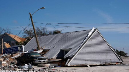 Roof of a house that has been blown