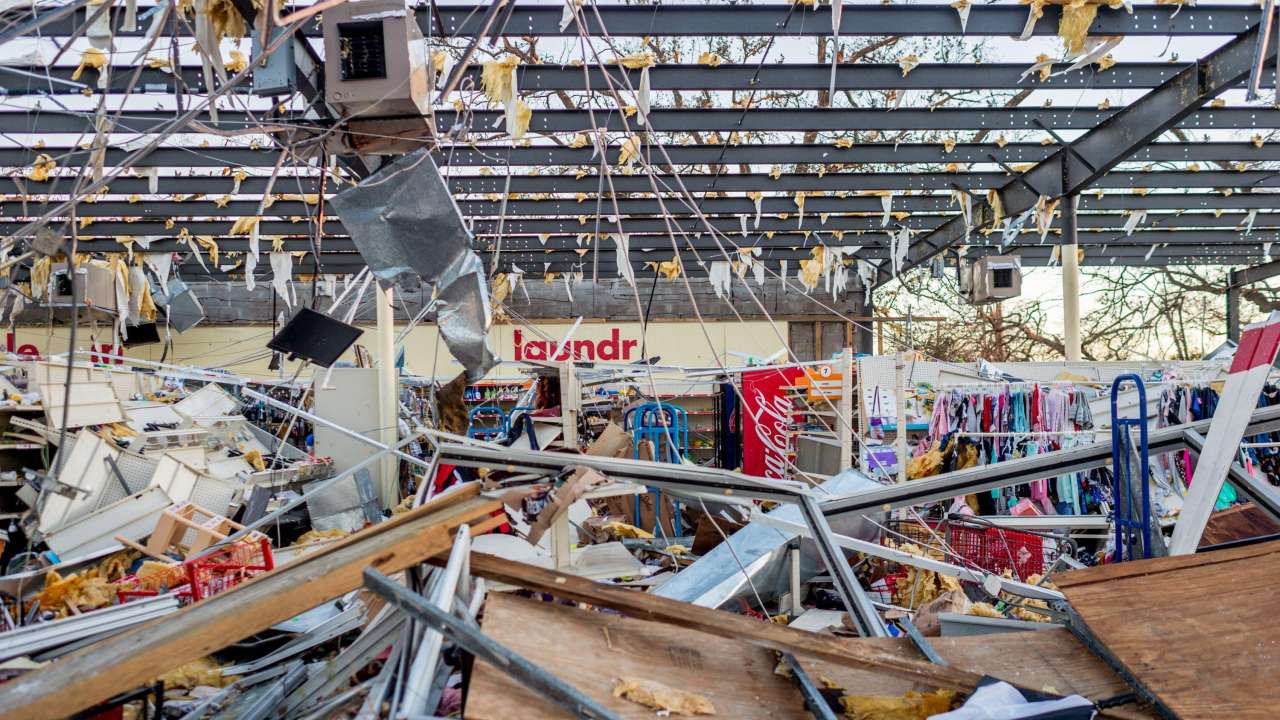 Family Dollar Store that had the storefront ripped off