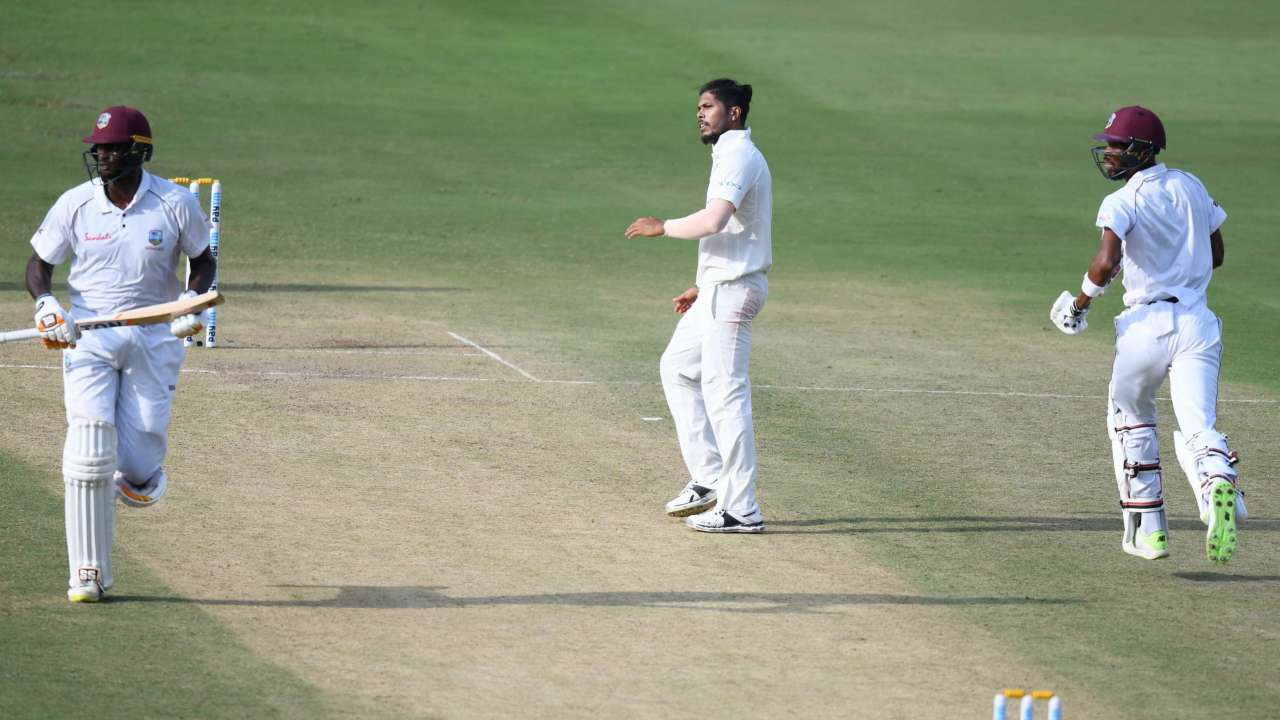 Umesh Yadav sees a delivery bowled by him find its way to the fence on Friday