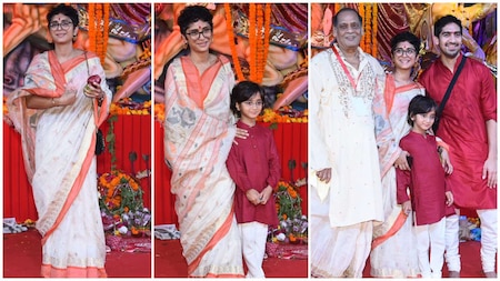 Kiran Rao visits the pandal with son Azad