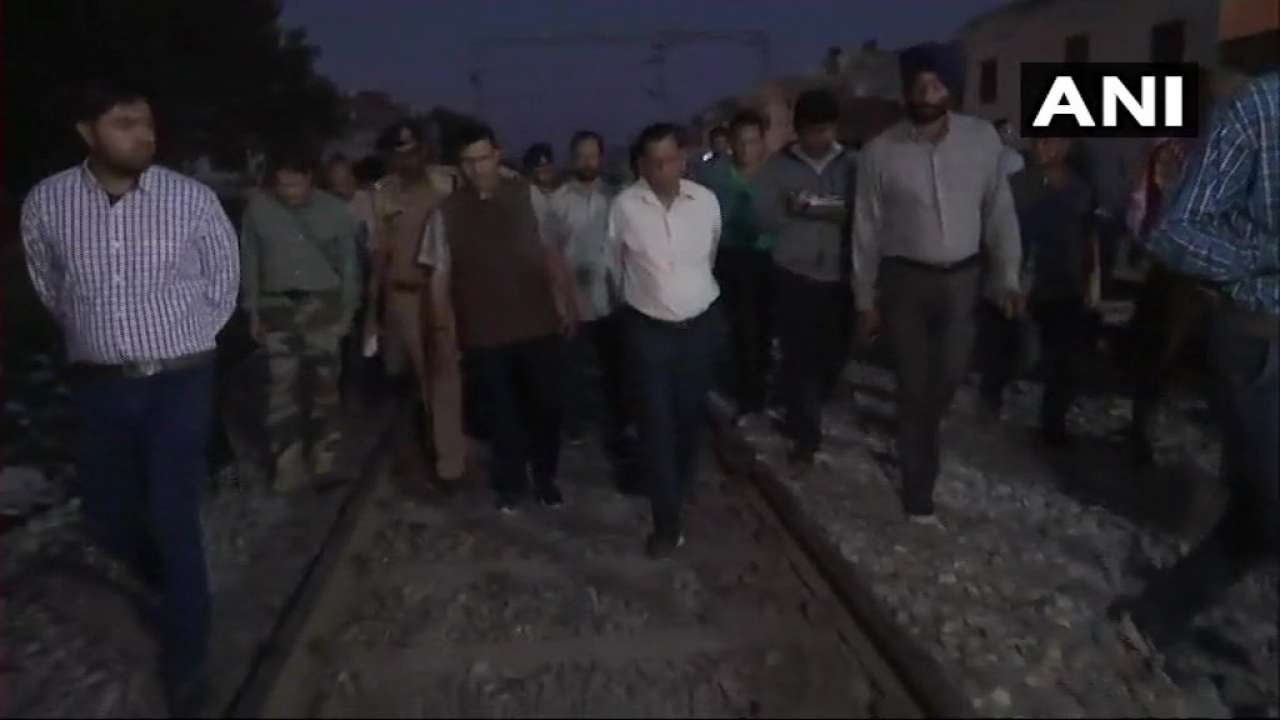 Railway Board Chairman Ashwani Lohani visits the site of accident in Amritsar