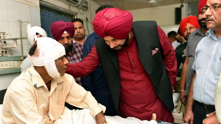 Punjab Minister Navjot Singh Sidhu visits a victim