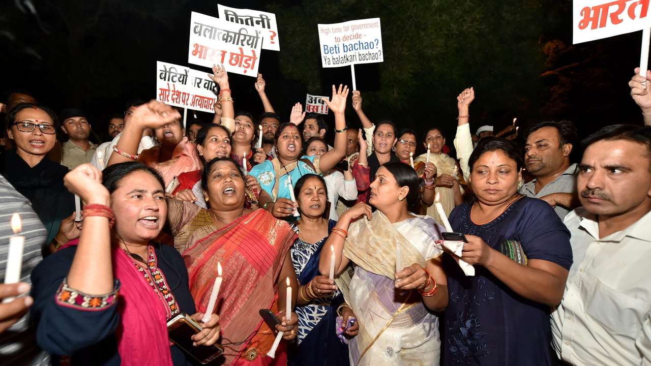 Protesters against Kathua gangrape in Delhi