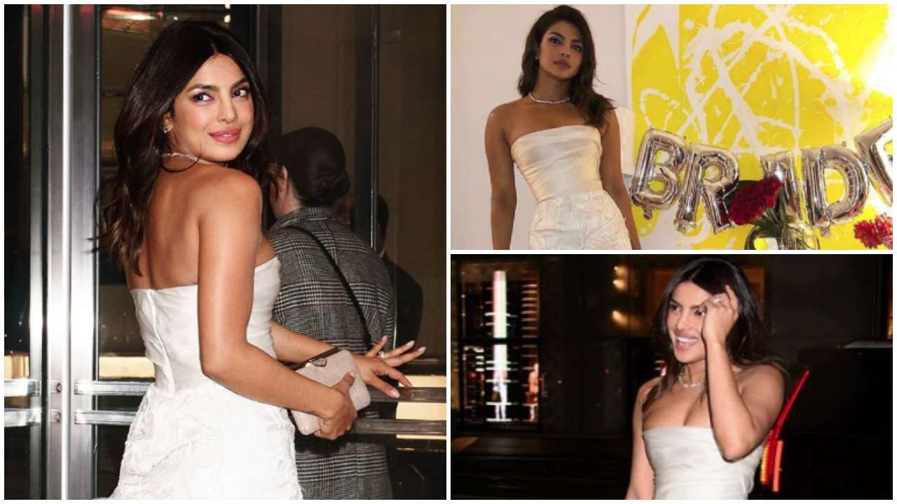 Priyanka chopra is a vision in white as she enjoys at her bridal shower, check out all the pics